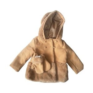 Max Studio Kids Faux Fur Coat with Mittens – Size 12M, Excellent Condition